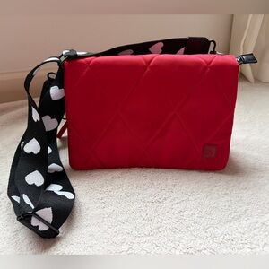 Shawn Killinger x IHKWIP Red Quilted Crossbody Purse with Heart Strap